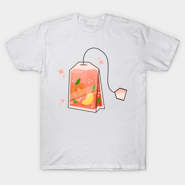 Peach Tea Bag T-Shirt by Kimprut